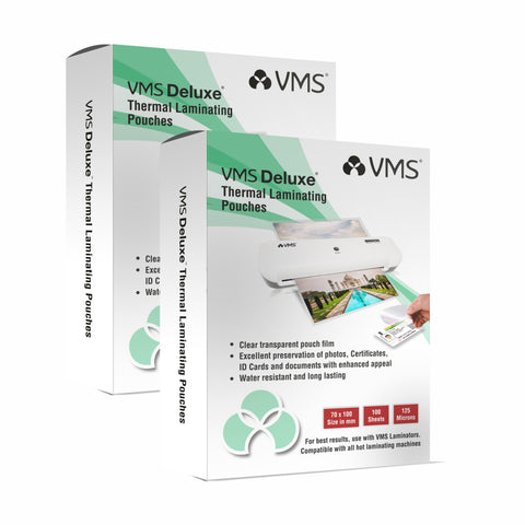 VMS Deluxe 125Mic 70mm x 100mm Thermal Laminating Pouch - 2 x 100 Sheets
