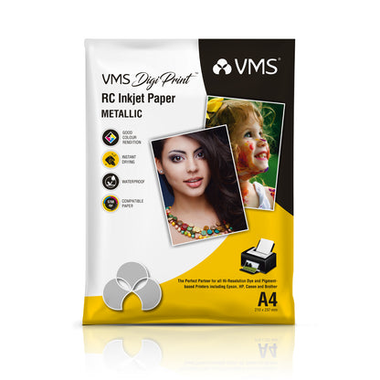 VMS DigiPrint 240 GSM A4 Metallic Photo Paper - 20 Sheets