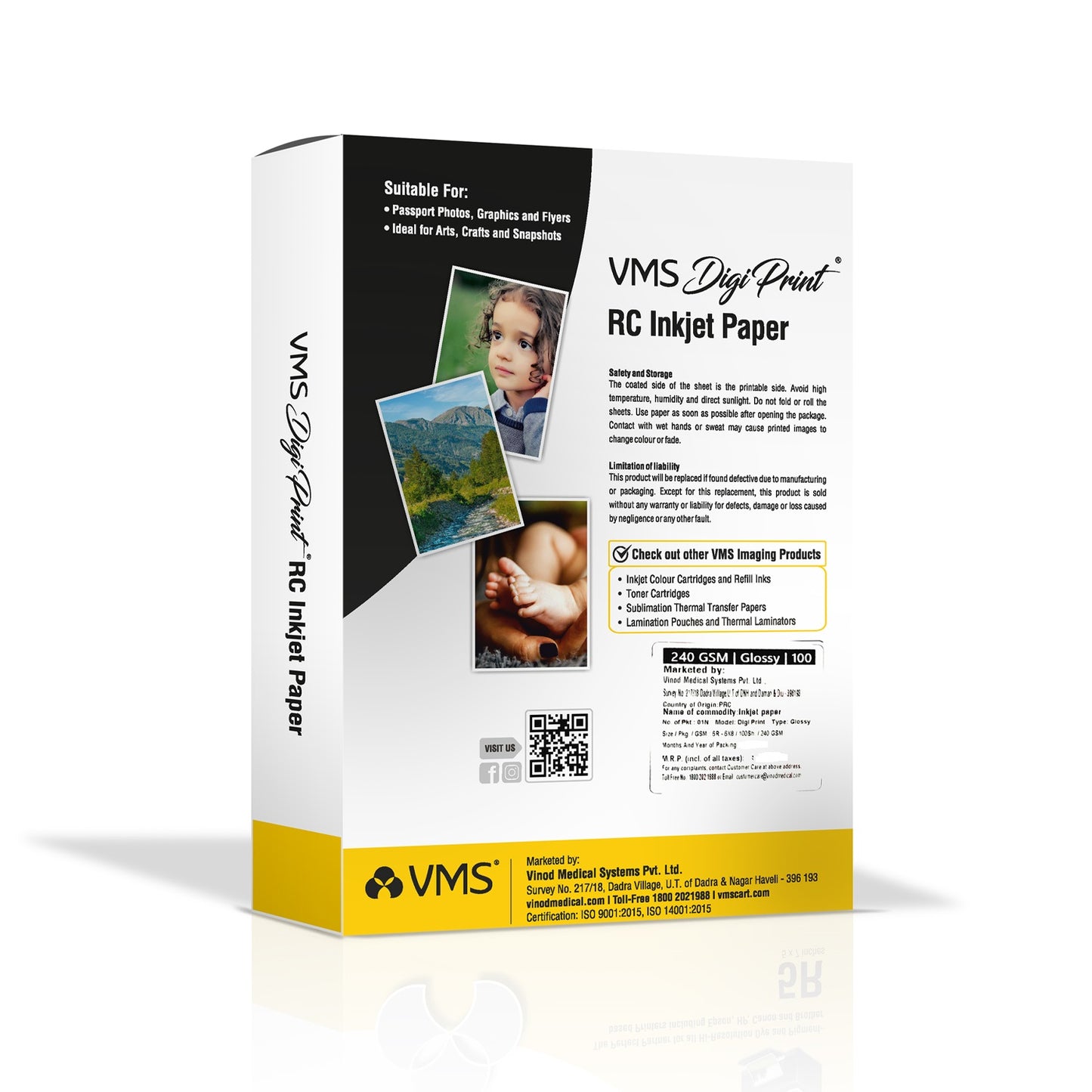 VMS DigiPrint 260 GSM 6R (6x8) High Glossy Photo Paper - 100 Sheets