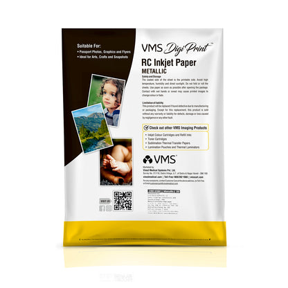 VMS DigiPrint 240 GSM A4 Metallic Photo Paper - 20 Sheets