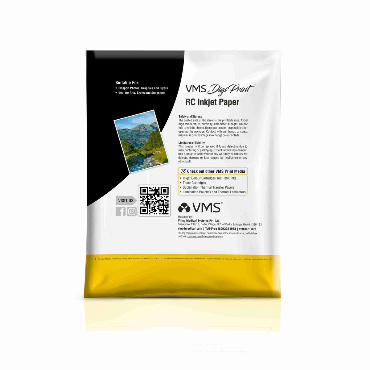 VMS DigiPrint Matte Photo Paper 240 GSM 4R (4x6) Cover Back Side
