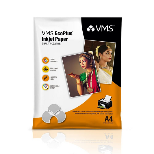 VMS EcoPlus 180 GSM A4 Glossy Photo Paper - 50 Sheets - Packet Front View