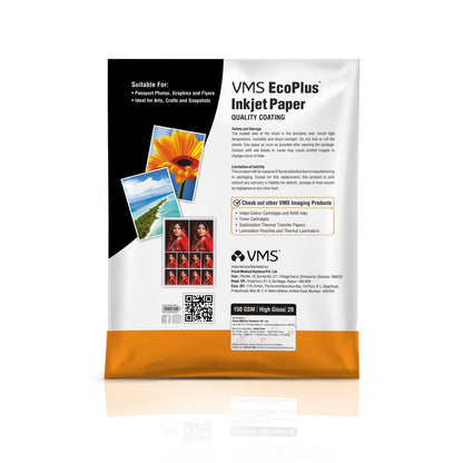 VMS EcoPlus 150 GSM A4 Glossy Photo Paper - Backside View