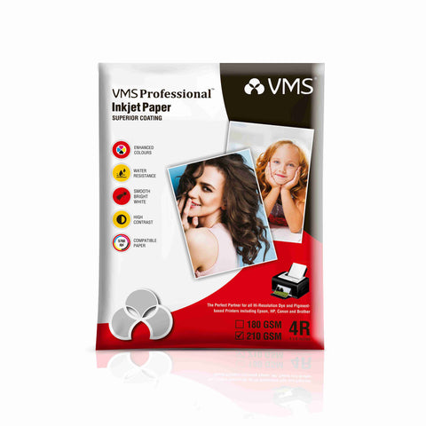 VMS Professional 210 GSM 4R (4x6) High Gloss Photo Paper - 100 sheets