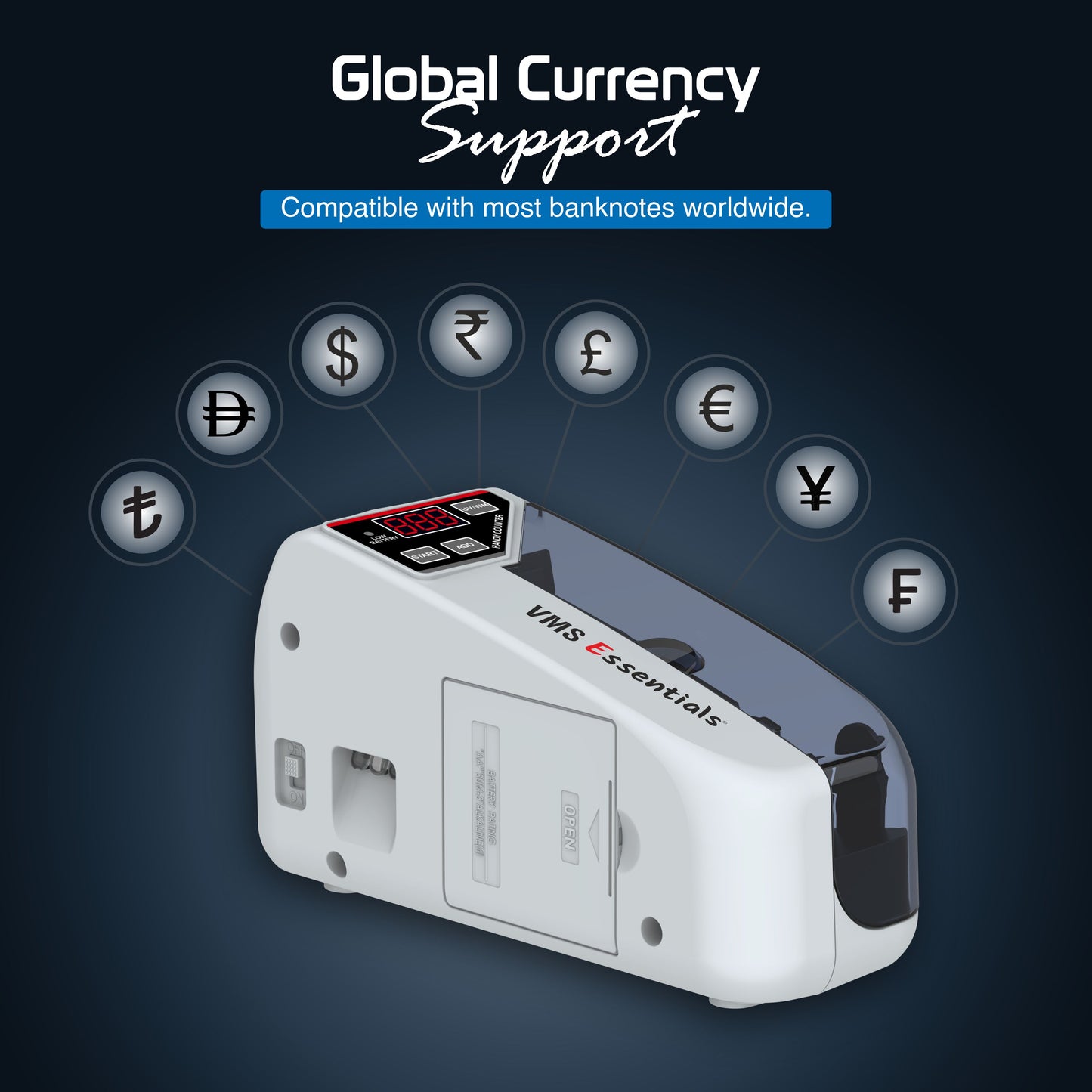 VMS Essentials Handy Note Counter Supports Global Currencies