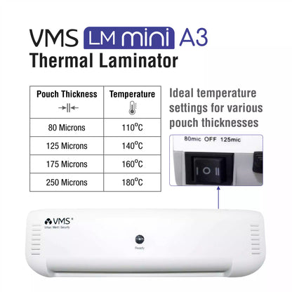 VMS LM Mini A3 Thermal Lamination / Laminating Machine A3 Laminator (Photos ID,I-Card,Documents,Certificate)