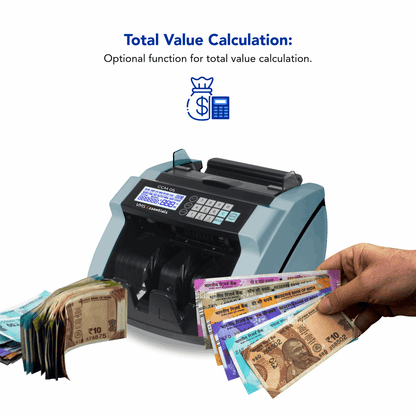 VMS Essentials CCM05 Semi Value Note/Currency Counter - Advanced Counterfeit Detection with UV, MG,IR Sensors and 6 Months offsite Warranty.