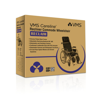 VMS Careline Recliner Commode Wheelchair Box