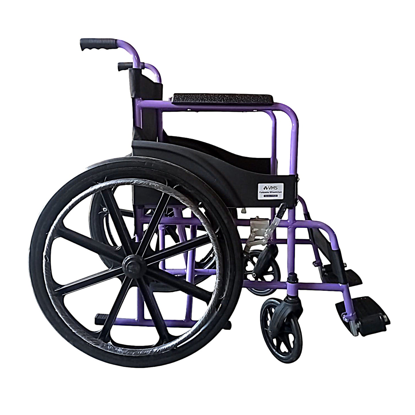 VMS Careline Foldable Manual Wheelchair - Select Plus (Purple & Black)