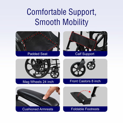 VMS Careline Foldable Manual Wheelchair - Select Plus
