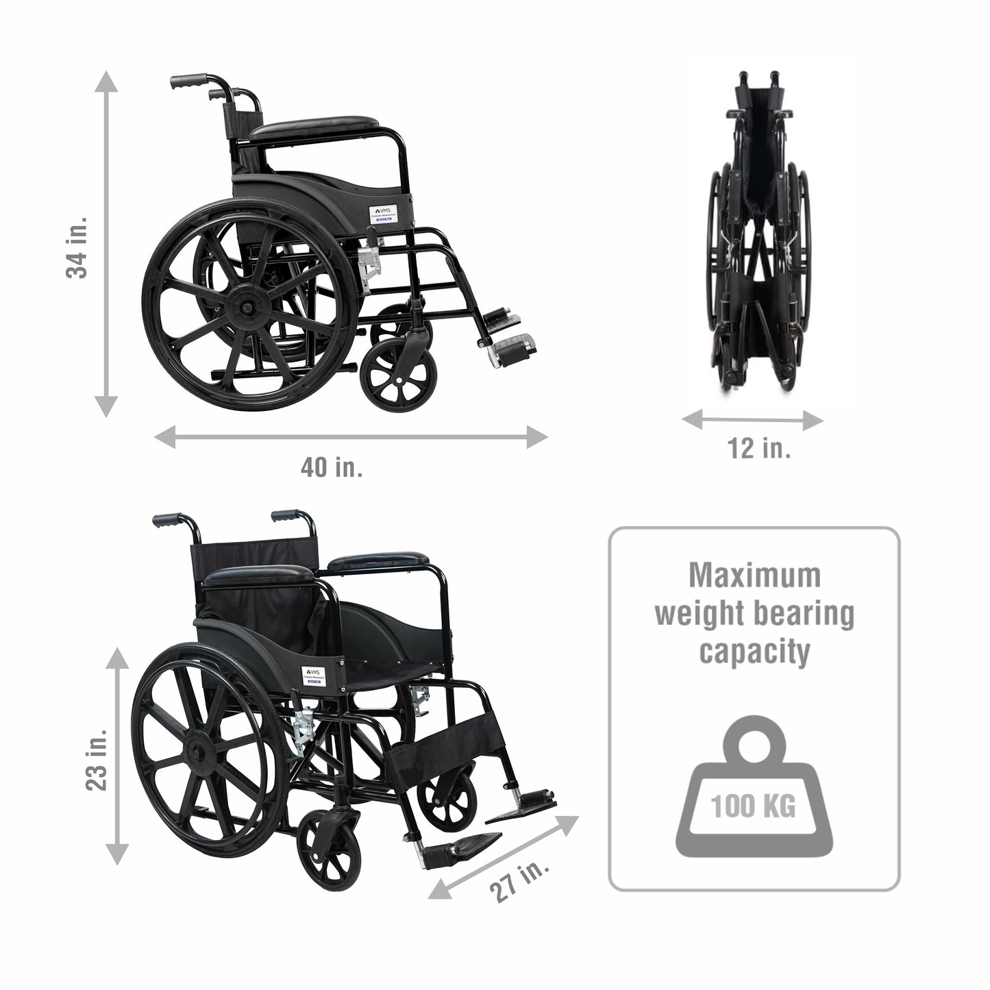 VMS Careline Foldable Manual Wheelchair - Select Plus