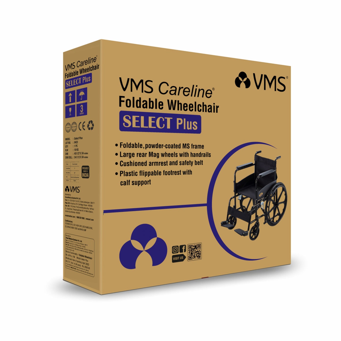 VMS Careline Foldable Manual Wheelchair - Select Plus