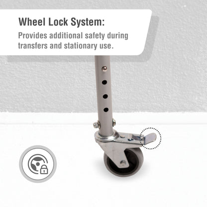 VMS Careline Foldable Commode Wheelchair - STANDARD