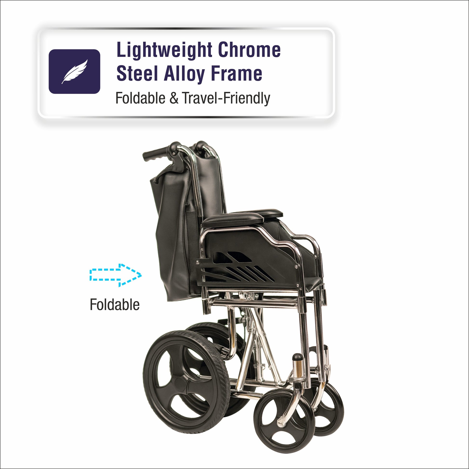 VMS  Careline Foldable wheelchair with chrome alloy frame