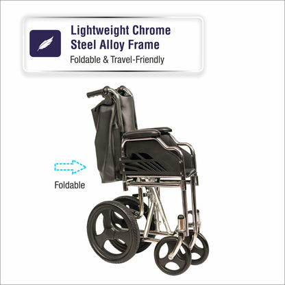 VMS  Careline Foldable wheelchair with chrome alloy frame