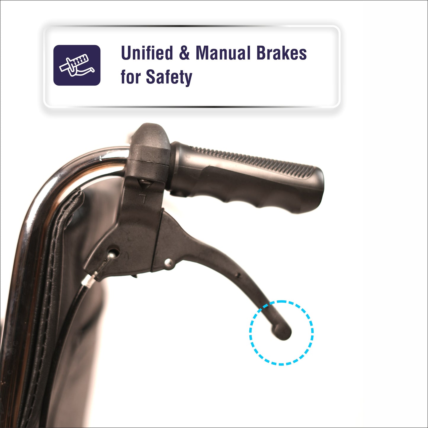 VMS Careline Wheelchair Unified and Manual Brakes for Safety