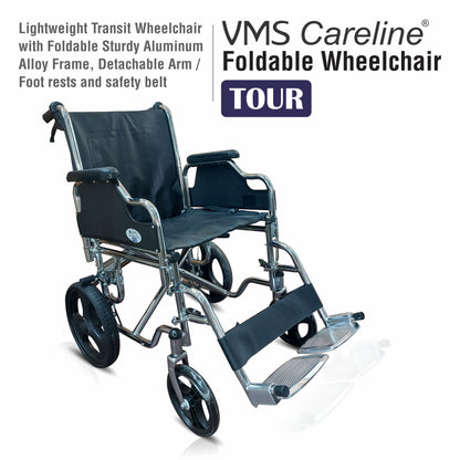 VMS Careline Foldable Transit Wheelchair TOUR