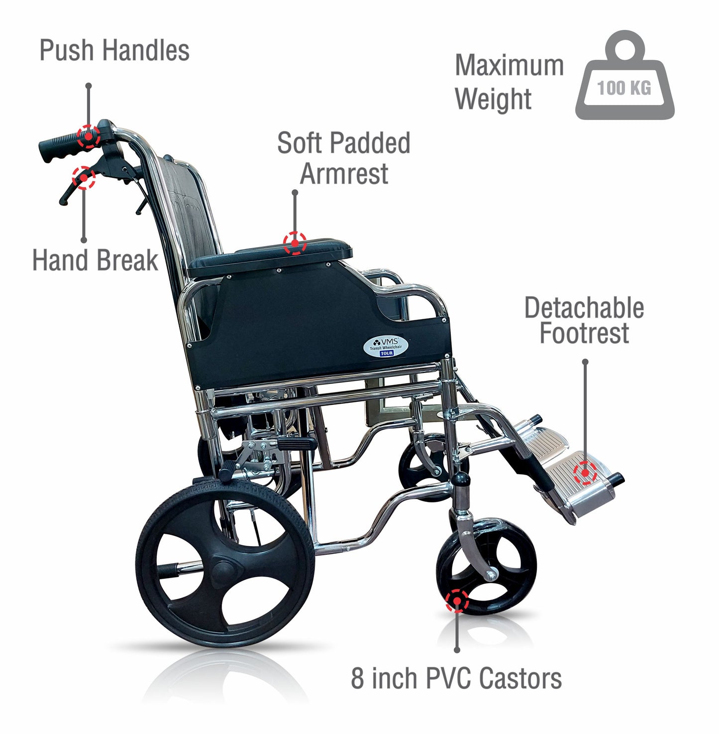 VMS Careline Foldable Wheelchair Parts