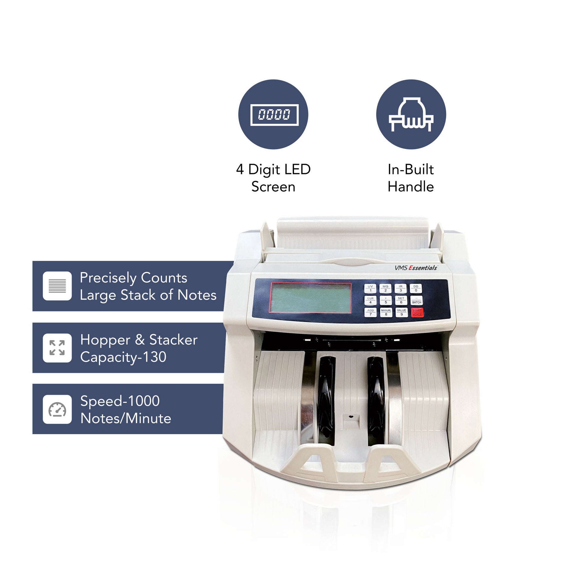 VMS Essentials VCM01 Semi Value Note Counter Features