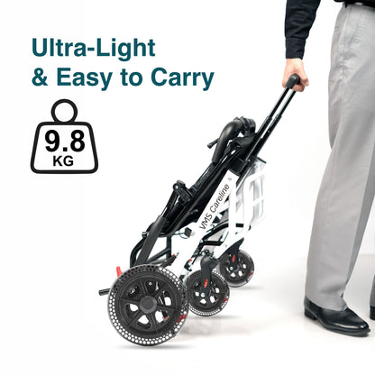 VMS Careline Foldable Portable Transit Wheelchair Airlite | 12” Honeycomb Wheels
