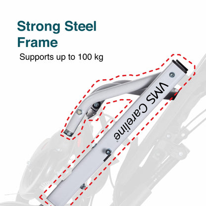 VMS Careline Foldable Portable Transit Wheelchair Airlite | 12” Honeycomb Wheels