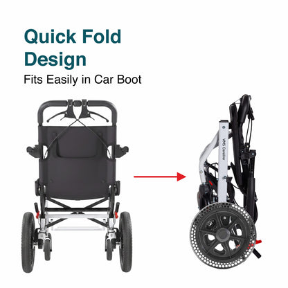 VMS Careline Foldable Portable Transit Wheelchair Airlite | 12” Honeycomb Wheels