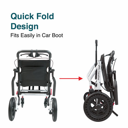 VMS Careline Foldable Portable Transit Wheelchair Airlite | 12” Honeycomb Wheels