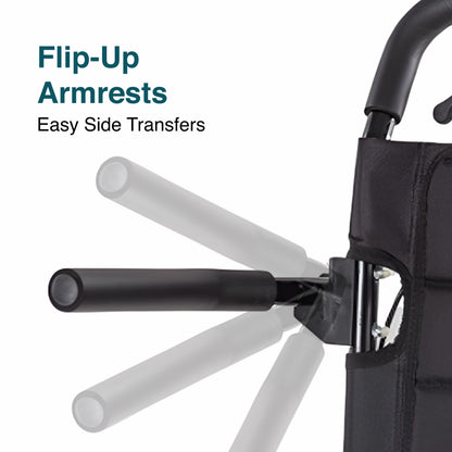 VMS Careline Foldable Portable Transit Wheelchair Airlite | 12” Honeycomb Wheels