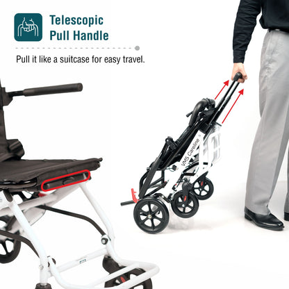 VMS Careline Foldable Portable Transit Wheelchair Airlite - White