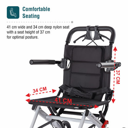 VMS Careline Foldable Portable Transit Wheelchair Airlite - White