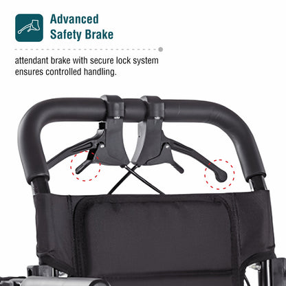 Wheelchair with advanced safety brake system