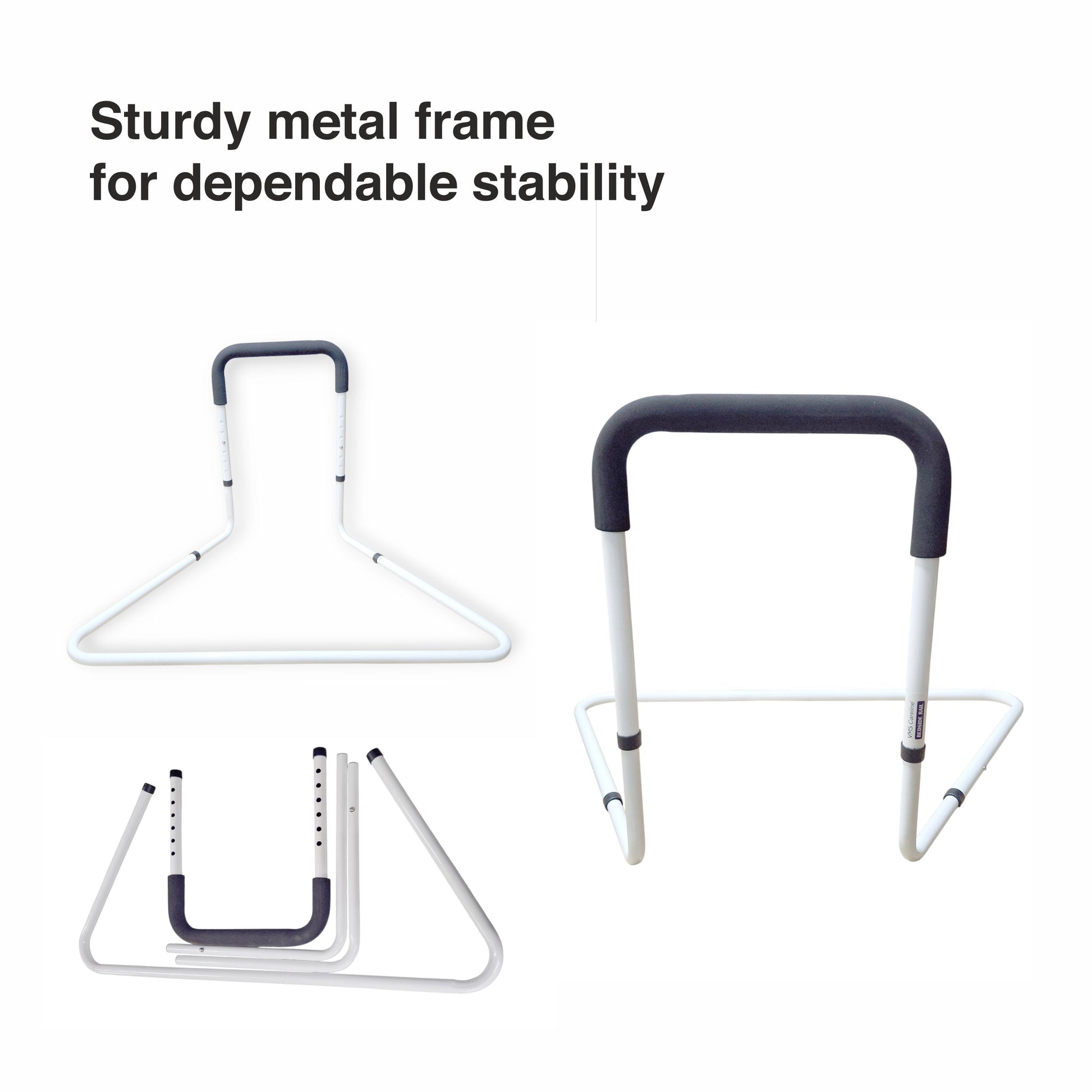 VMS Careline Adjustable Bedside Safety Rail Made up of Sturdy Metal VMS Careline Adjustable Bedside Safety Rail Frame
