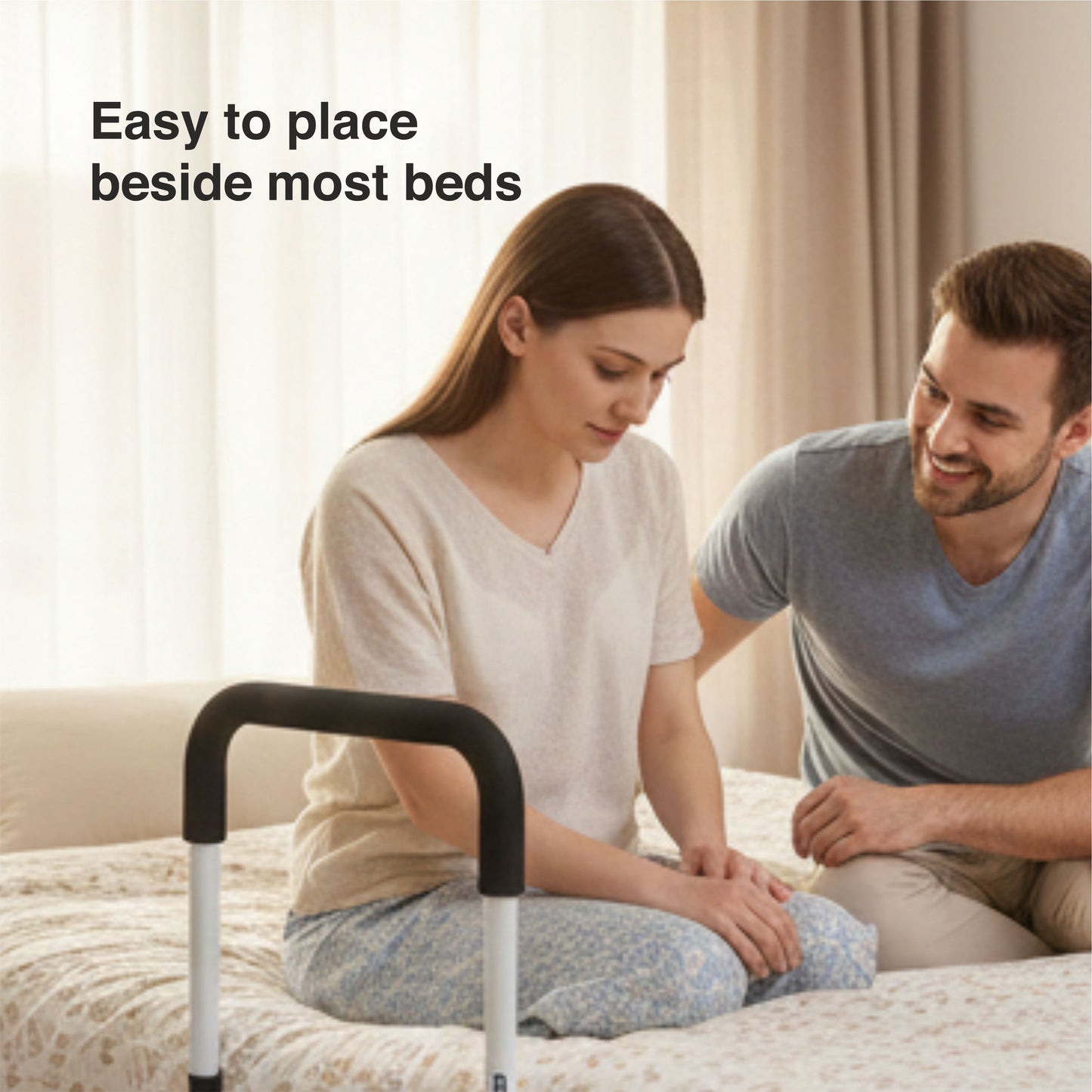 VMS Careline Adjustable Bedside Safety Rail easy to place beside most beds