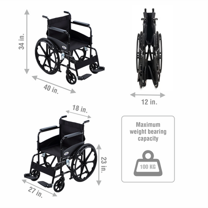 VMS Careline Foldable Wheelchair SELECT PLUS Weight Bearing Capacity