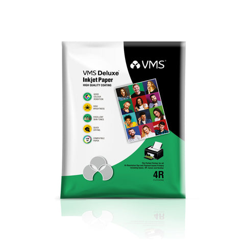 VMS Deluxe 230 GSM 4R (4x6) Glossy Photo Paper - 100 Sheets