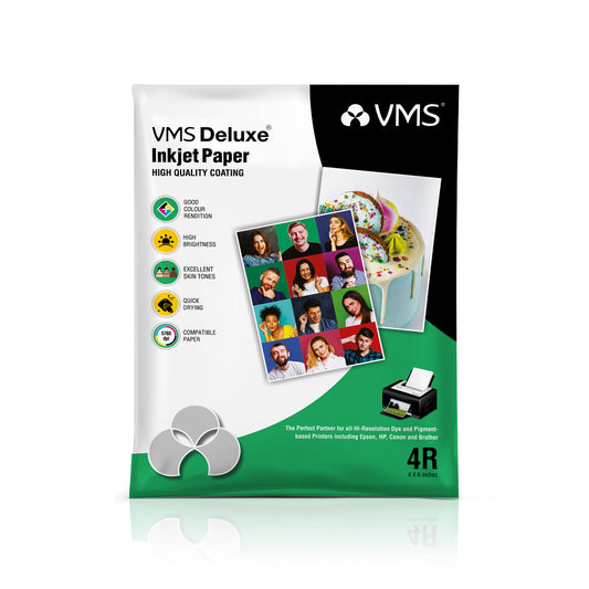 VMS Deluxe 220 GSM 4R (4x6) Glossy Photo Paper - 100 Sheets