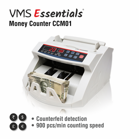 VMS Essentials CCM01 Money Counter with Bluetooth - Advanced UV and MG Detection, 1-Year Warranty
