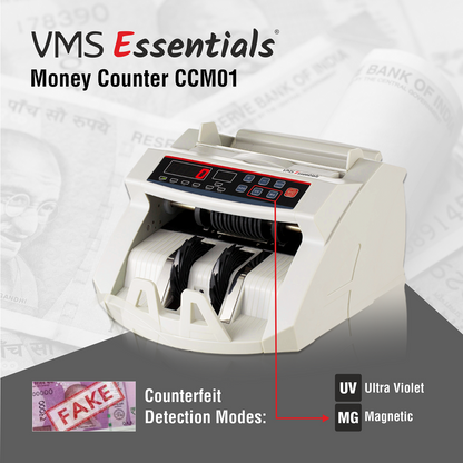 VMS Essentials CCM01 Cash Counting Machine with Counterfeit Detection Modes