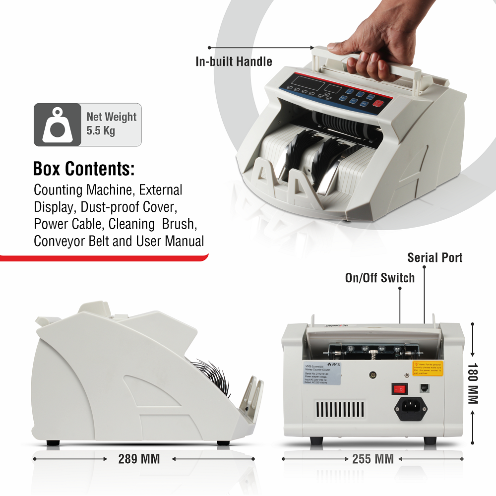 VMS Essentials CCM01 Cash Counting Machine with Advanced UV and MG Detection