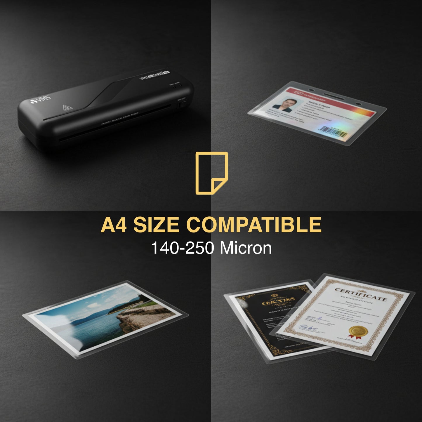 VMS LM Seal A4 Hot Thermal Laminating Machine (Photos ID,I-Card,Documents,Certificate)