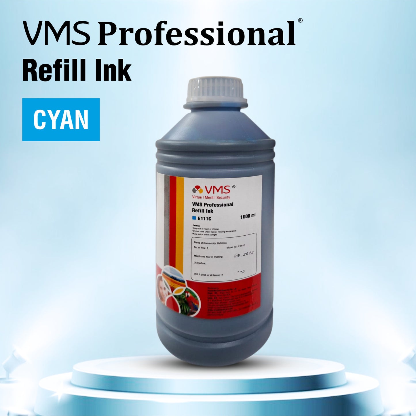 VMS Professional Cyan 1Ltr Refill Ink