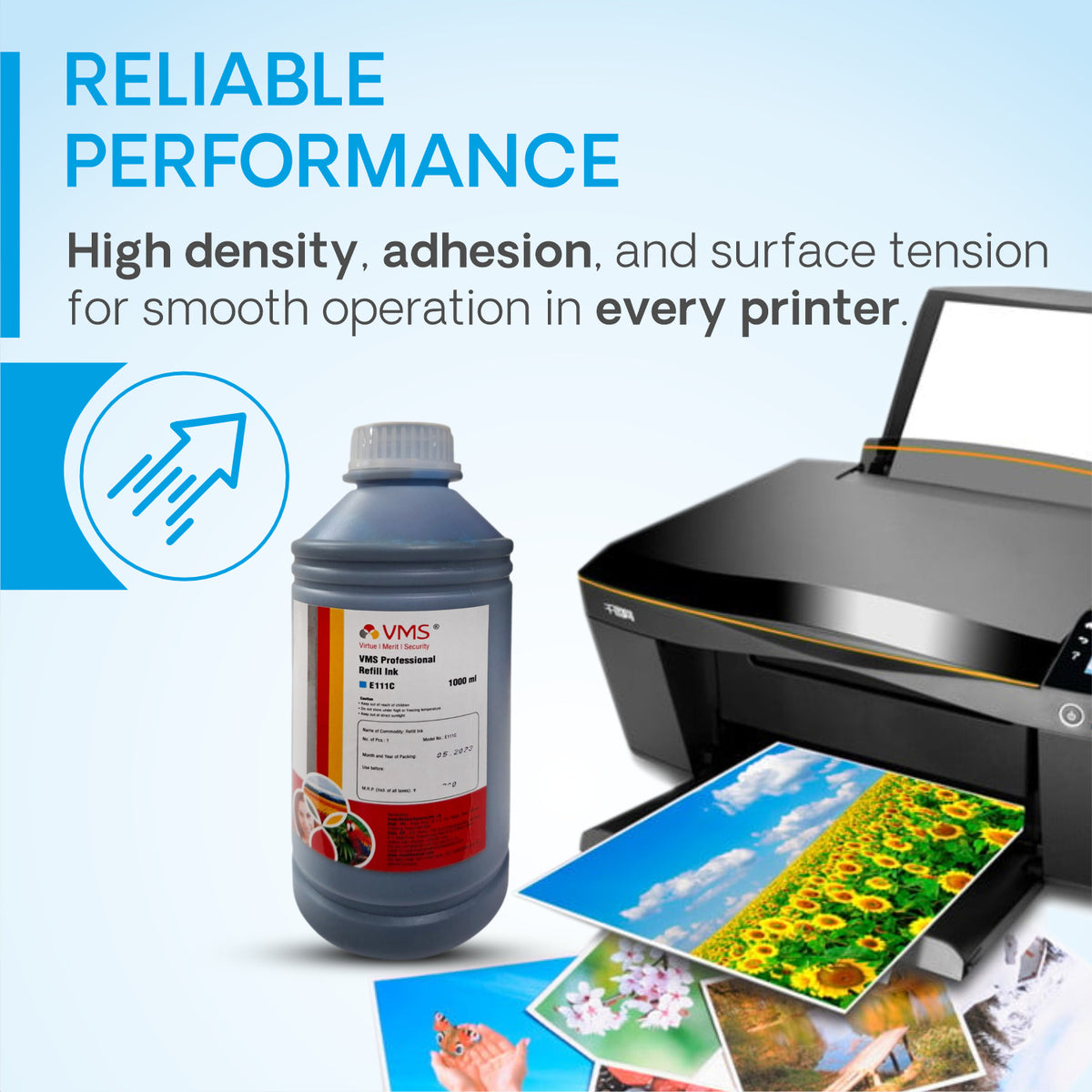 VMS Professional Cyan 1Ltr Refill Ink Reliable Performance 