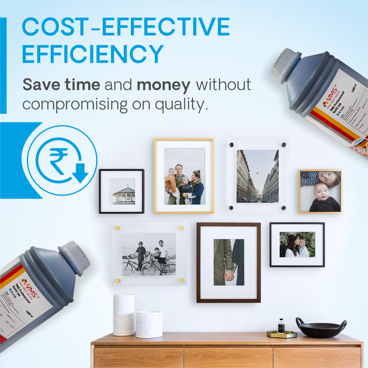 VMS Professional Cyan 1Ltr Refill Ink Cost Effective Efficiency
