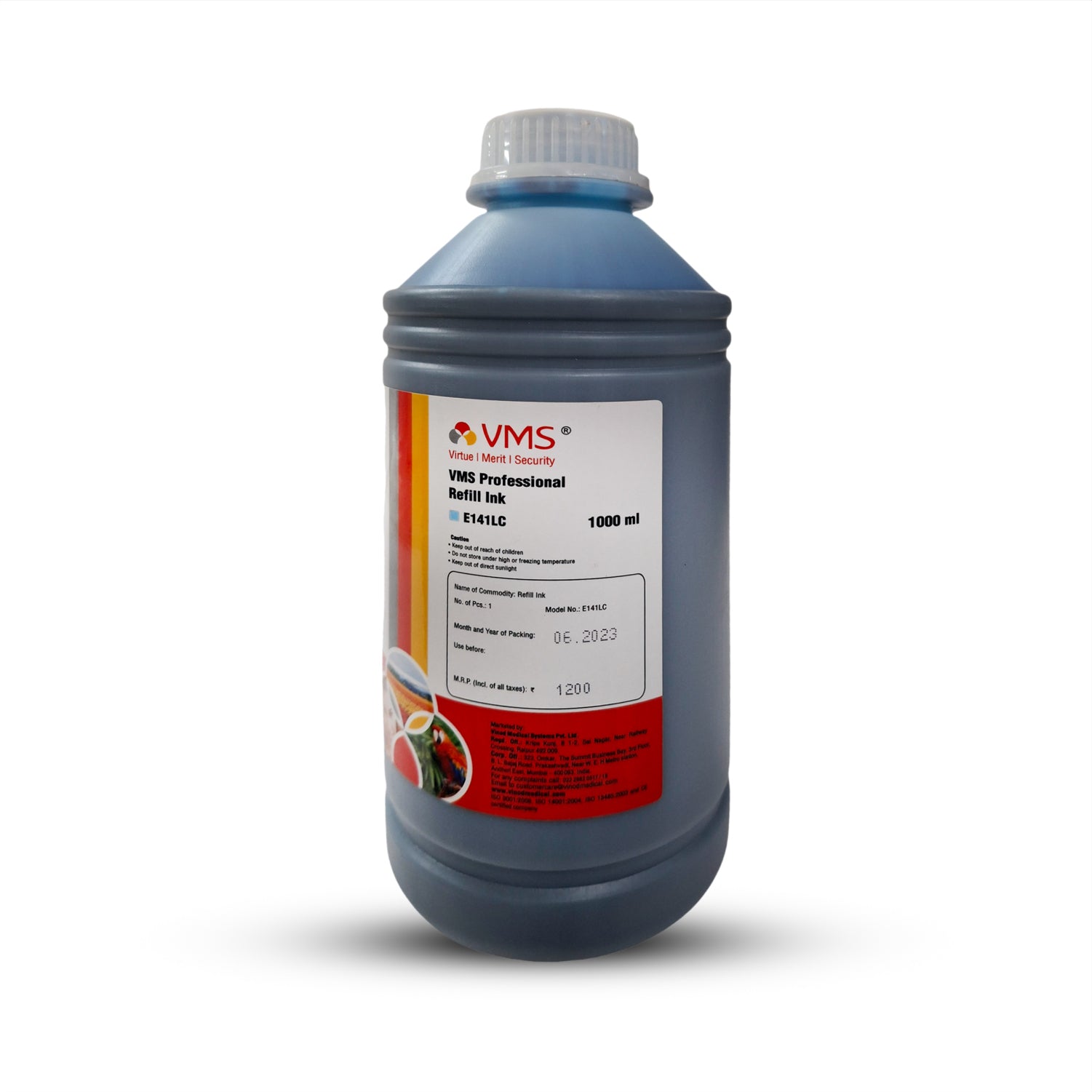 VMS Professional Light Cyan 1Ltr Refill Ink for Inkjet VMS Cart