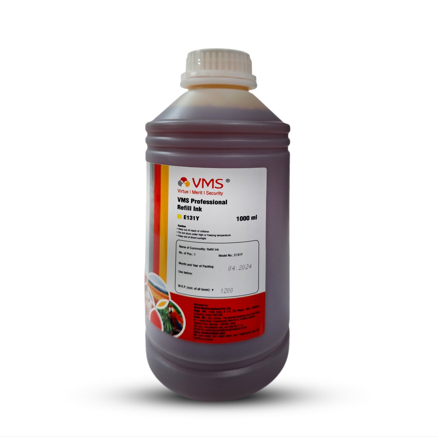 VMS Professional Yellow Refill Ink - 1 Litre Premium Quality | VMS Cart