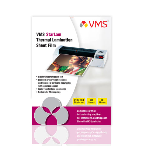 VMS Starlam 80Mic 310mm x 450mm Thermal Laminating Pouch - 100 Sheets