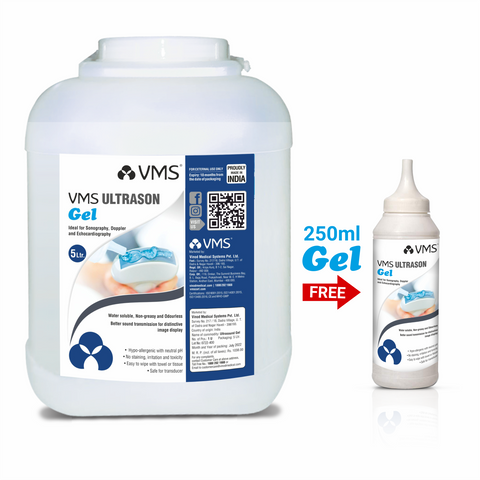 VMS Ultrason/Physiotherapy Ultrasound Gel 5 Liter Jar (Transparent) with free 250 ml ultrasound gel