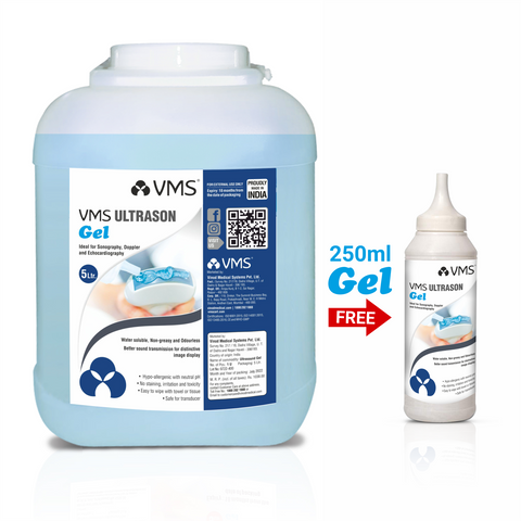 VMS Ultrason/Physiotherapy Ultrasound Gel 5 Liter Jar (Blue) with free 250 ml ultrasound gel