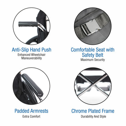 VMS Careline Foldable Manual Wheelchair - Comfort