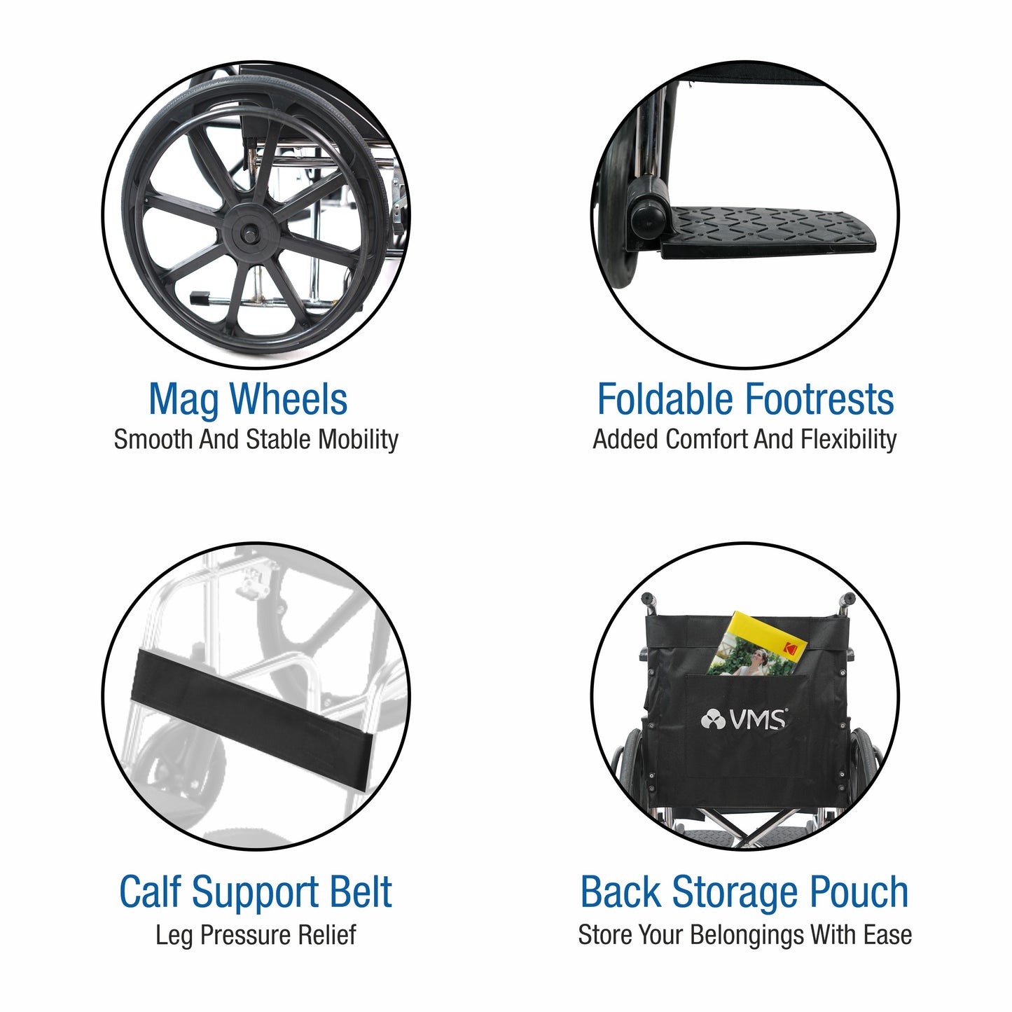 VMS Careline Foldable Manual Wheelchair - Comfort